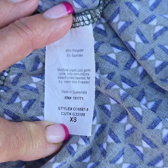 Gilli Pamela faux wrap dress, XS, New without tags, Green navy cream - Picture 8 of 8